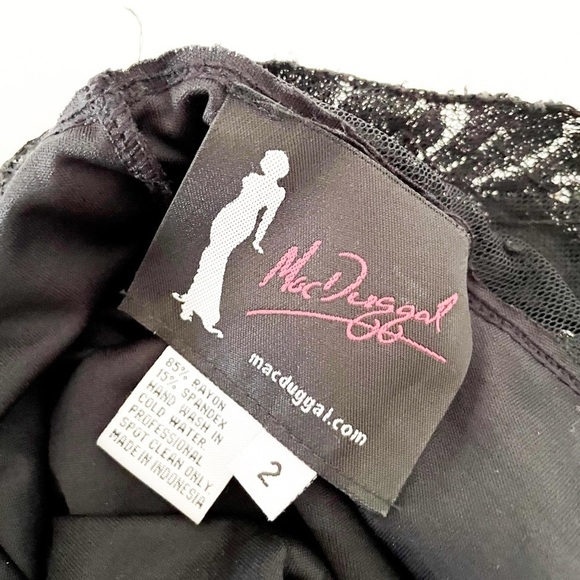 Mac Duggal Silver Sequin Cutout Mini Dress Bodycon SZ XS Party Black Lace Dress - Picture 13 of 14